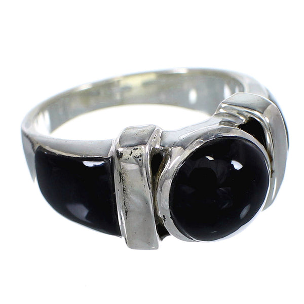 Southwest Genuine Sterling Silver And Jet Ring Size 6 VX59794
